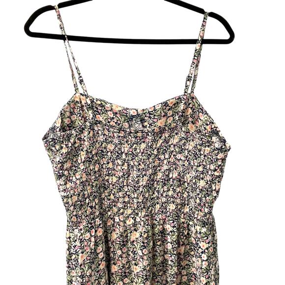 Lily Rose Floral Maxi Summer Dress Smocking Spaghetti Straps Molded Cups XL - Picture 4 of 8